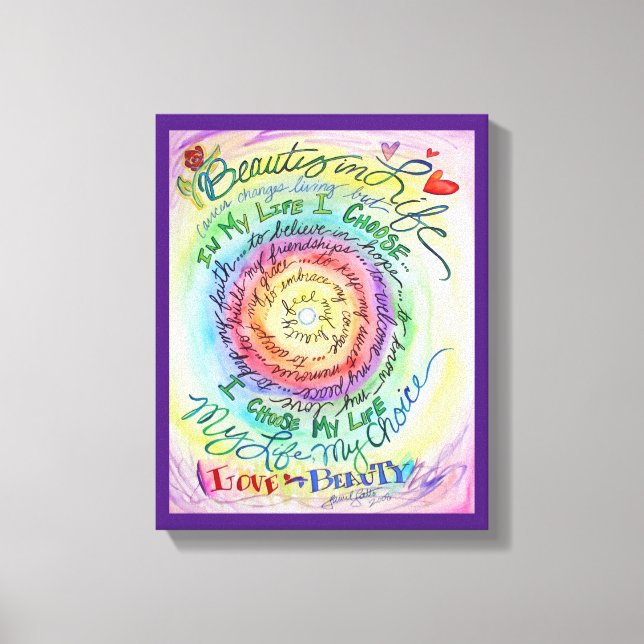 Schönheit im Leben Rainbow Cancer Gedicht Canvas P Leinwanddruck (Vorderseite)
