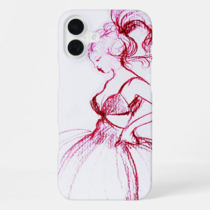SCHÖNHEIT IM ROSA KLEID Rot-Weiß-Zeichnung iPhone Hülle