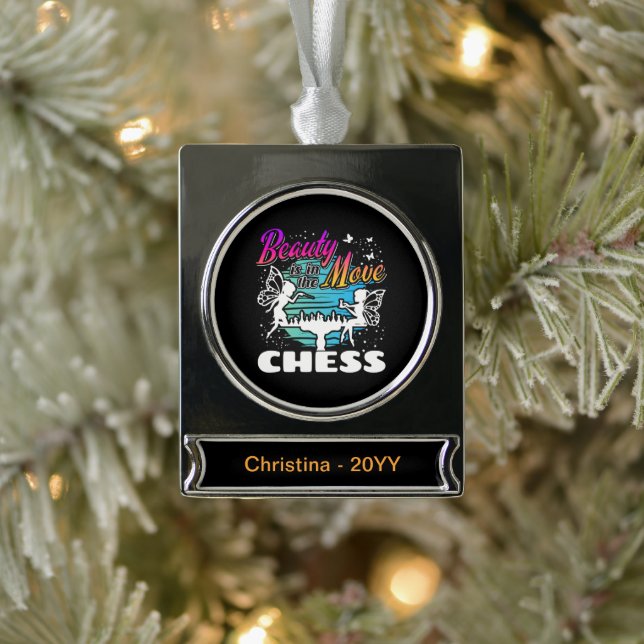 Schönheit in Bewegung - Schachspieler für Mädchen Banner-Ornament Silber (Baum)