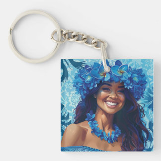 Schönheit in Blue Key Ring Schlüsselanhänger