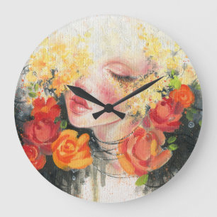 Schönheit in Blüten: Ölgemälde Eleganz Große Wanduhr