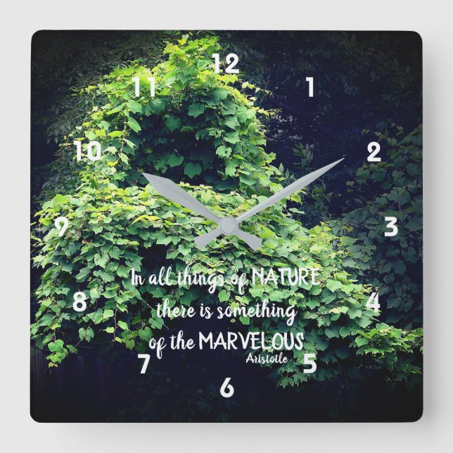 Schönheit in Naturreben Inspirationsquelle Zitat Quadratische Wanduhr (Vorderseite)