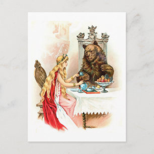Schönheit in Rosa und Bestie Postkarte