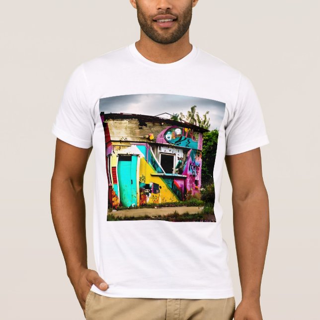Schönheit in Zerstörung farbenfrohe Graffiti aband T-Shirt (Vorderseite)