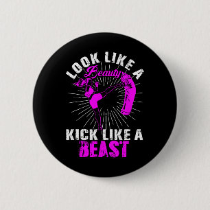 Schönheit Kickboxen Beast Kickboxer Mädchen Kämpfe Button