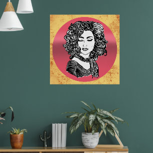 Schönheit mit lockigen Haaren - Lockige Haarpracht Poster