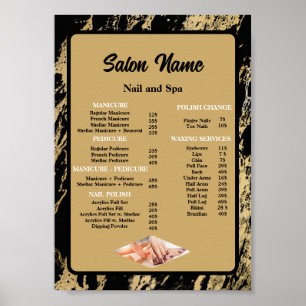 Schönheit Nagelstudio Preisliste Menü Schwarzer Ma Poster