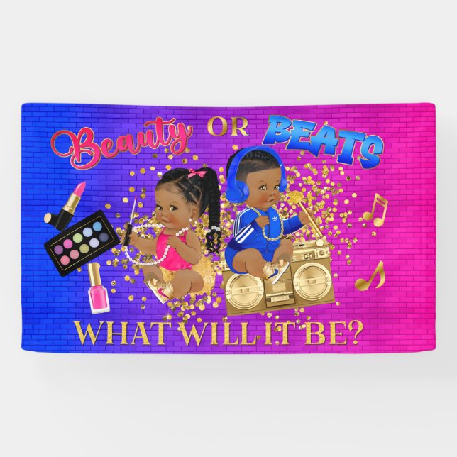 Schönheit oder Beats Blue Hot Pink Gold Gender Rev Banner (Horizontal)