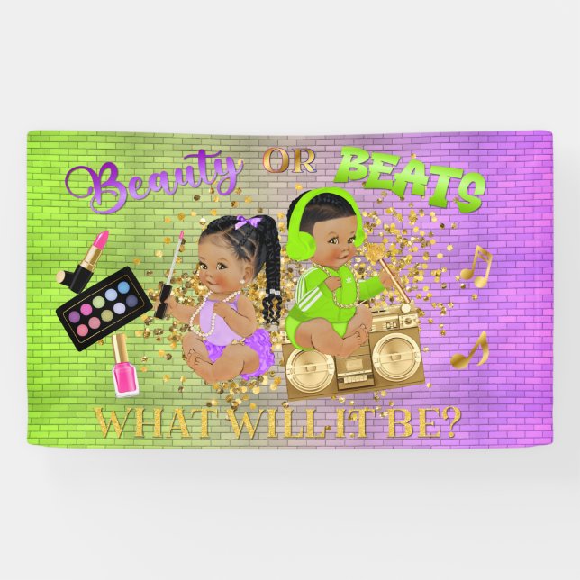 Schönheit oder Beats-Lila Green-Gold-Gender-Offenb Banner (Horizontal)