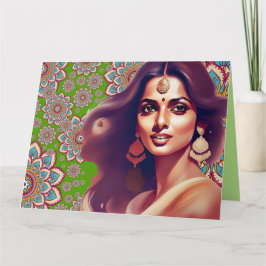 SCHÖNHEIT OSTINDISCHE FRAU MANDALA FARBFARBIG GREE KARTE