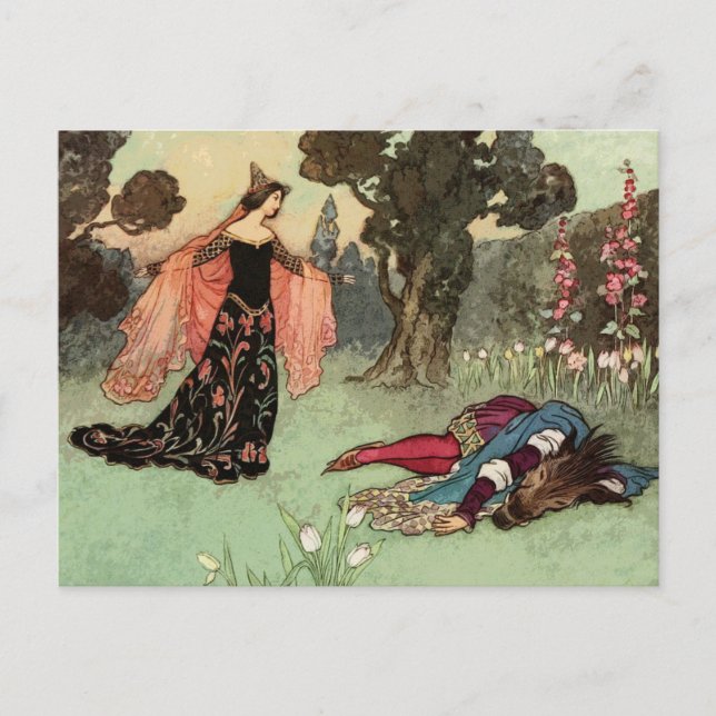 Schönheit und Bestie - Warwick Goble Postkarte (Vorderseite)