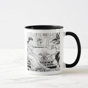 Schönheit und das Tier, 1874 (litho) (b/w Foto) Tasse