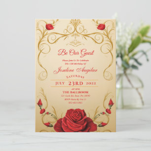 Schönheit und die Rote Rose der Bestie Sweet 16 Ei Einladung