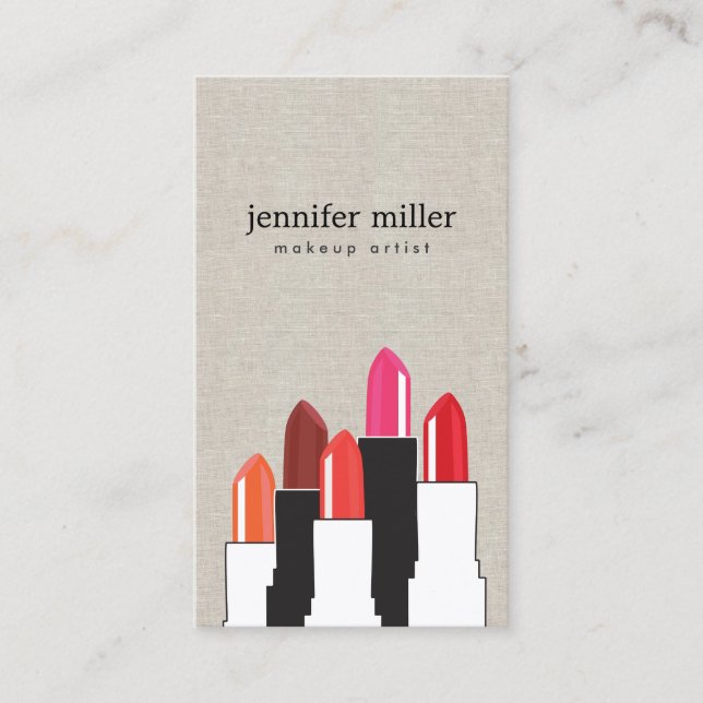 Schönheit und Lipstick Collage auf Imitaten Linen Visitenkarte (Vorderseite)