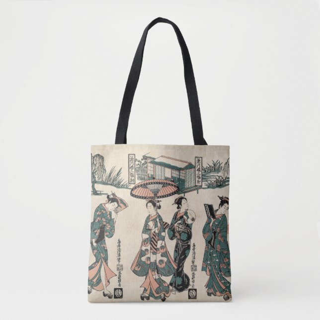 Schönheiten aus Fukagawa. Triptychon Tasche (Vorderseite)