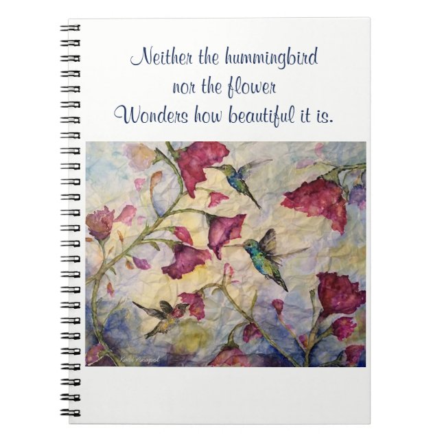 Schönheits-Inspirations-Kolibri-Kunst-gewundenes Notizblock (Vorderseite)