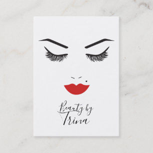 Schönheits-Make-up-Gesicht Wimpern & Rote Lippen S Visitenkarte