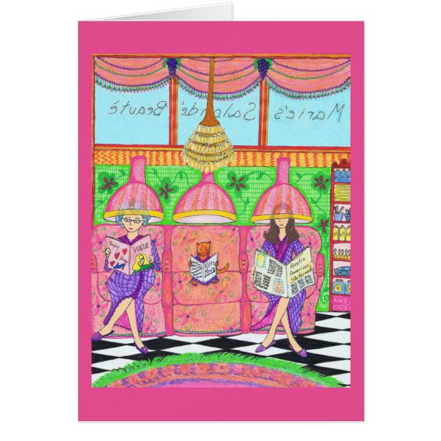 Schönheits-Salon-Karte mit Katze, Mutter und (Vorne)