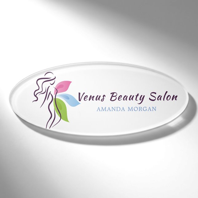Schönheits-Salon-Wellness-Center-Logo-Entwurf Namenschild (Vorderseite)