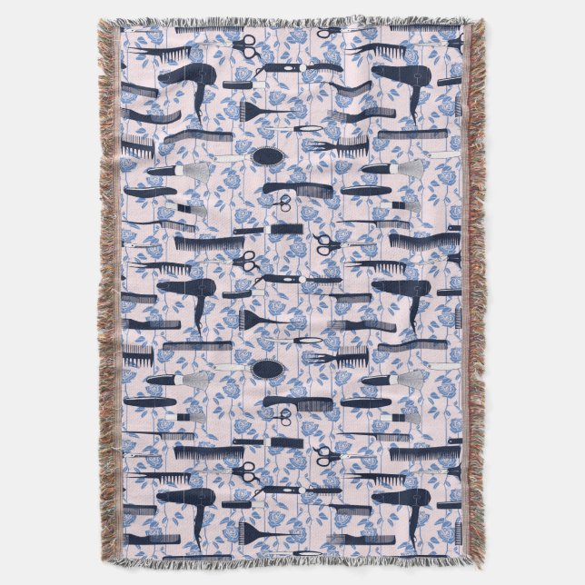 Schönheits-Sorgfalt-blaues Rosen-Muster Decke (Vorderseite Vertikal)