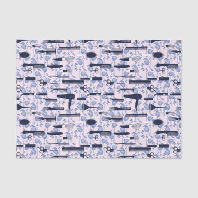 Schönheits-Sorgfalt-blaues Rosen-Muster Seidenpapier (Vorderseite)