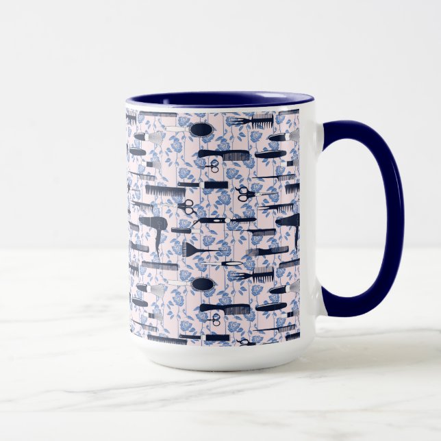 Schönheits-Sorgfalt-blaues Rosen-Muster Tasse (Rechts)