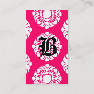Schönheits-Visitenkarte-Damast-Monogramm-Rosa-Wei Visitenkarte