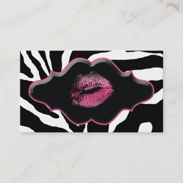 Schönheits-Visitenkartentierzebra-Rosa-Lippen Visitenkarte (Vorderseite)