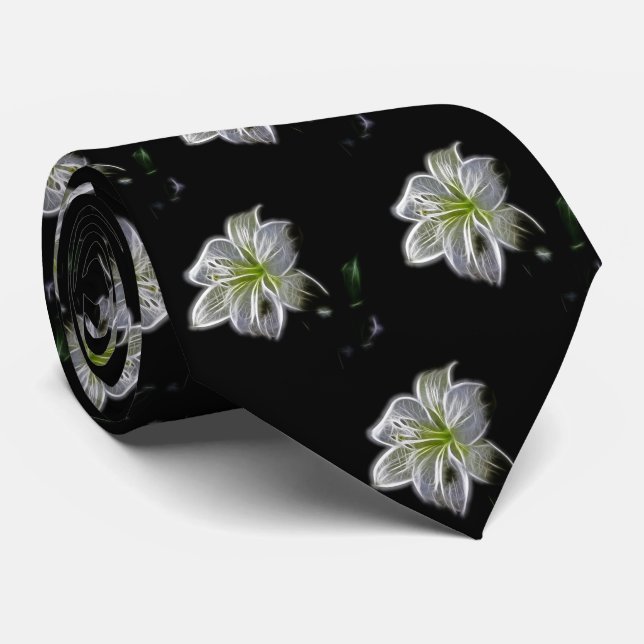 Schönheits-weißes Blumen-Muster Krawatte (Gerollt)