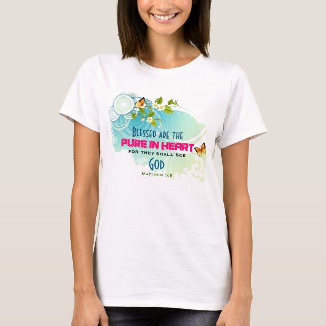 Schönheitsangebot mit Schmetterlingen und Blüten T-Shirt (Vorderseite)