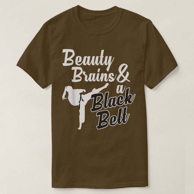 Schönheitsgedanken und ein Schwarz-Gürtel Funny Ma T-Shirt (Design vorne)