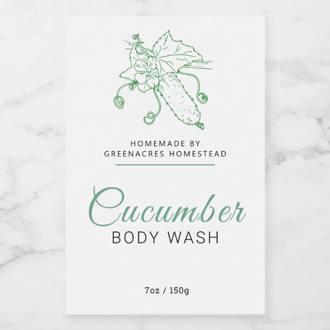Schönheitskarosseriewaschetikett Das Logo "Cucumbe Weinetikett (Einzelnes Label)