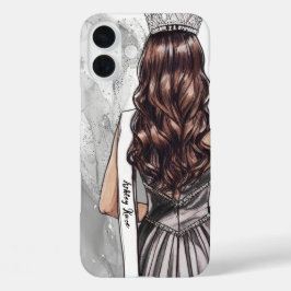 Schönheitskönigin-Handyhülle Silber Glam Glitter S iPhone 16 Plus Hülle