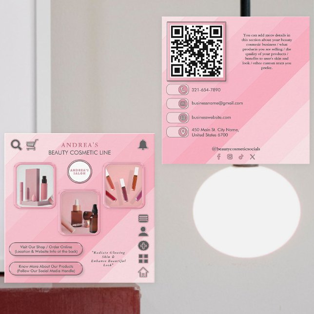 Schönheitskosmetische Hautpflege Fotos QR-Code hin Quadratische Visitenkarte (Von Creator hochgeladen)