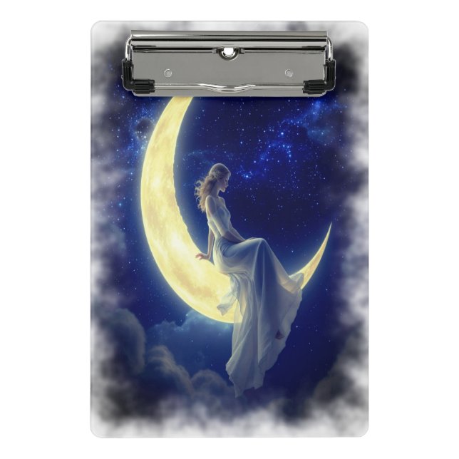 Schönheitsmädchen auf dem Mond Mini-Zwischenablage Mini Klemmbrett (Vorderseite)