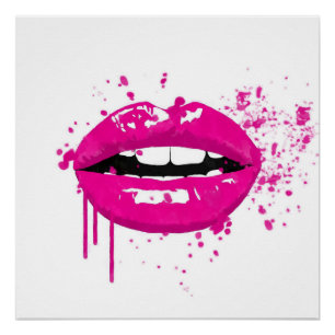 Schönheitsmake-uprosalippen des Mode-Glamours Poster