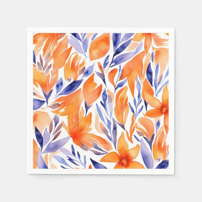 Schönheitsorangefarbenes Blumenmuster abstrakt Serviette (Vorderseite)