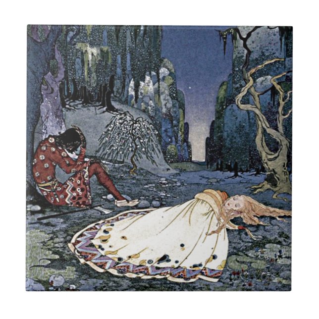Schönheitsprinzessin Vintage Magie Romantik Fliese (Vorderseite)