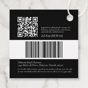 Schönheitsprodukt Mono-Zutat Barcode QR Tags Geschenkanhänger