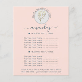 Schönheitssalon Friseur-Logo BlushBlue Preisliste Flyer