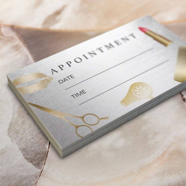 Schönheitssalon Friseur Stylist Modernes Gold & Si Terminkarte (Von Creator hochgeladen)