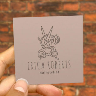 Schönheitssalon für Haarstühle und Rose Quadratische Visitenkarte