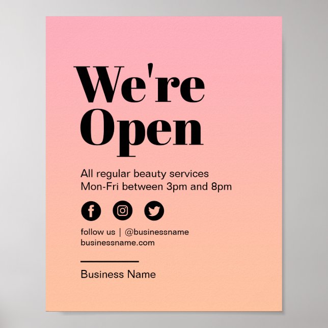 Schönheitssalon geöffnet für Geschäftsleute Pastel Poster (Vorne)