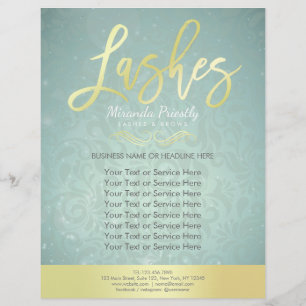 Schönheitssalon Make-up Gold & Türkis Damast Flora Flyer