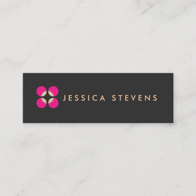 Schönheitssalon, Makeup Artist, rosa Logo, schwarz Mini Visitenkarte (Vorderseite)