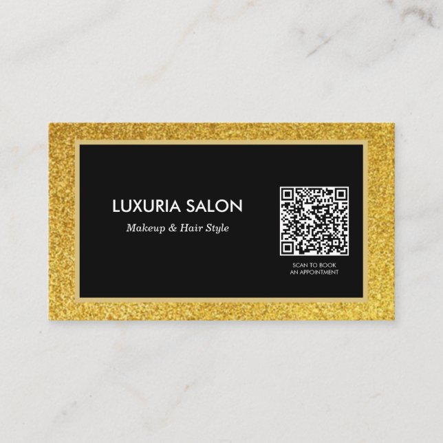 Schönheitssalon mit edlem Glitzer | QR Code Visitenkarte (Vorderseite)