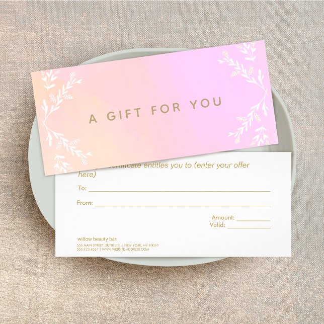 Schönheitssalon Pink Aquarellfarben Geschenkgutsch Werbekarte (Von Creator hochgeladen)