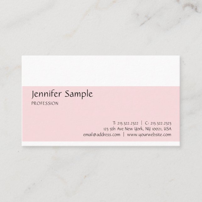Schönheitssalon Pink Weiß Minimalistisch Moderne S Visitenkarte (Vorderseite)