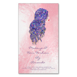 Schönheitssalon Rosa Violettadress Makeup Hair Sti Magnetische Visitenkarte