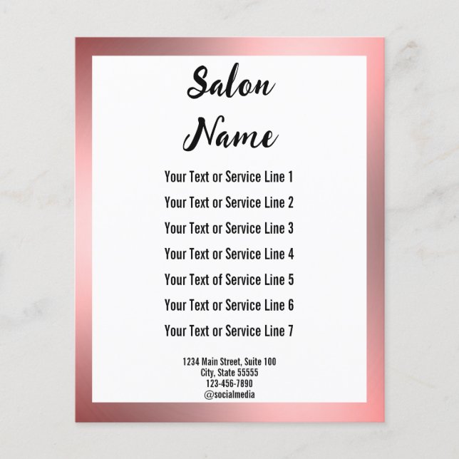 Schönheitssalon Rosa Vorlage für weißen und schwar Flyer (Vorne)